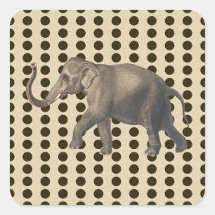 Chocolate Spice Moods Dots with Elephant Square Sticker
