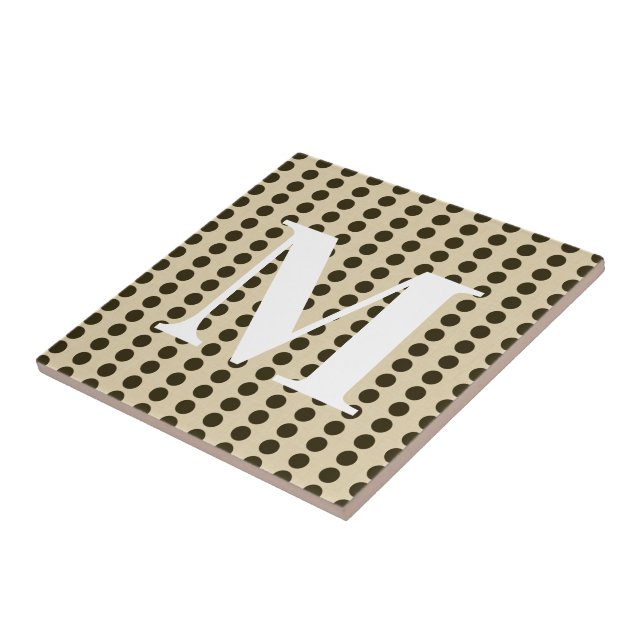 Chocolate Spice Moods Dots with monogram Tile (Side)