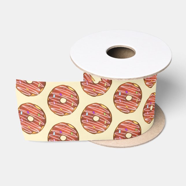 Chocolate Sprinkle doughnut Satin Ribbon (Spool)
