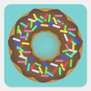 chocolate sprinkle doughnut square sticker