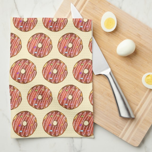 Chocolate Sprinkle doughnut Tea Towel (Quarter Fold)