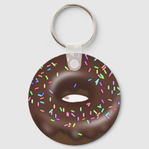 Chocolate sprinkle iced doughnut keychain