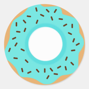 Chocolate Sprinkles Blue Doughnut Classic Round Sticker