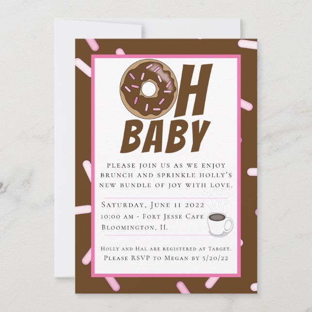 Chocolate Sprinkles Brunch Baby Shower Invitation (Front)