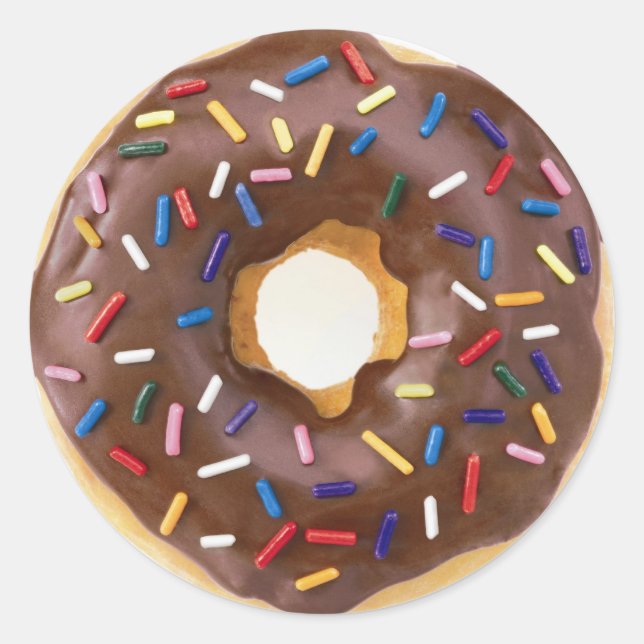Chocolate Sprinkles Doughnut Classic Round Sticker (Front)
