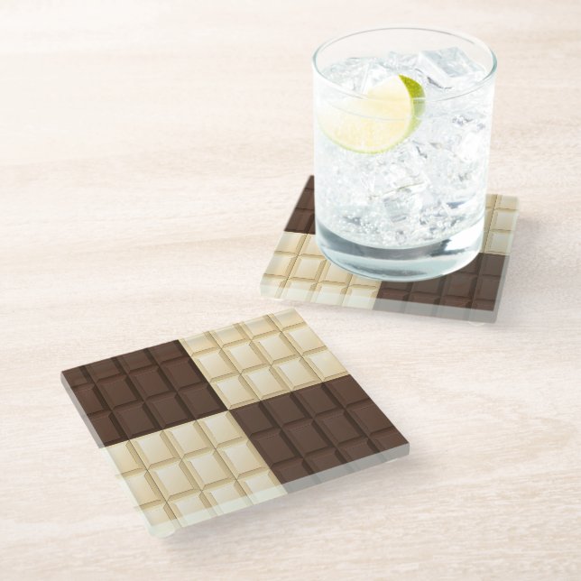 Chocolate Square Delight Glass Coaster (Angled)