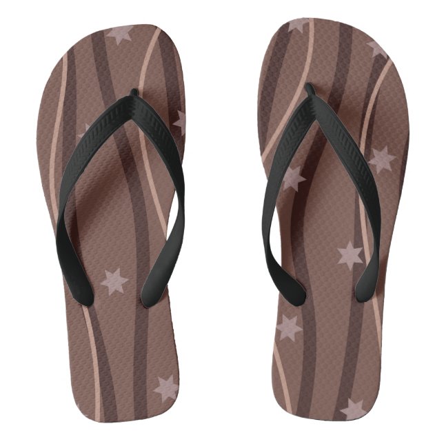 Chocolate Stars and Striped Pattern Thongs (Footbed)
