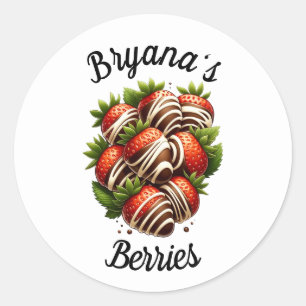 Chocolate Strawberries Strawberry Dessert Custom Classic Round Sticker