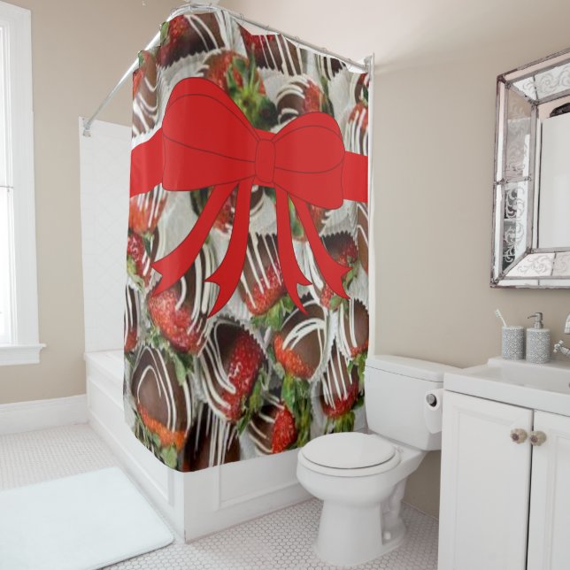 Chocolate strawberries valentine's shower curtain (In Situ)