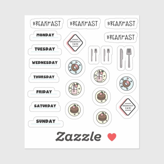 Chocolate Strawberry Breakfast Planner Stickers (Sheet)