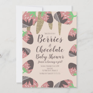 Chocolate Strawberry Faux Glitter Baby Shower  Invitation