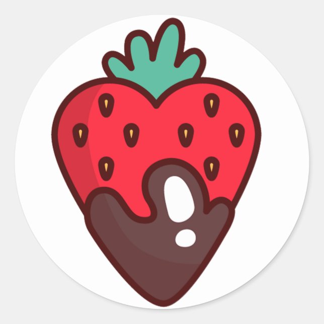 Chocolate Strawberry Heart Classic Round Sticker (Front)