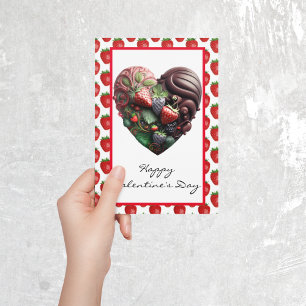 Chocolate Strawberry Heart Valentine's day Card