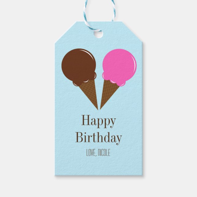 Chocolate & Strawberry Ice Cream Party Gift Tag (Front)