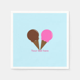 Chocolate & Strawberry Ice Cream Party Napkins