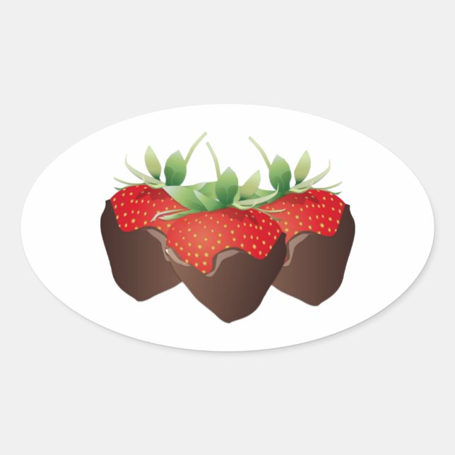 Chocolate Strawberry Oval Sticker (Front)
