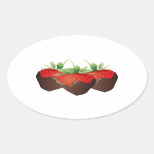 Chocolate Strawberry Oval Sticker