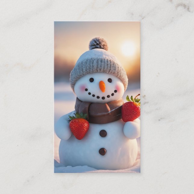 chocolate strawberry snowman business card (Front)
