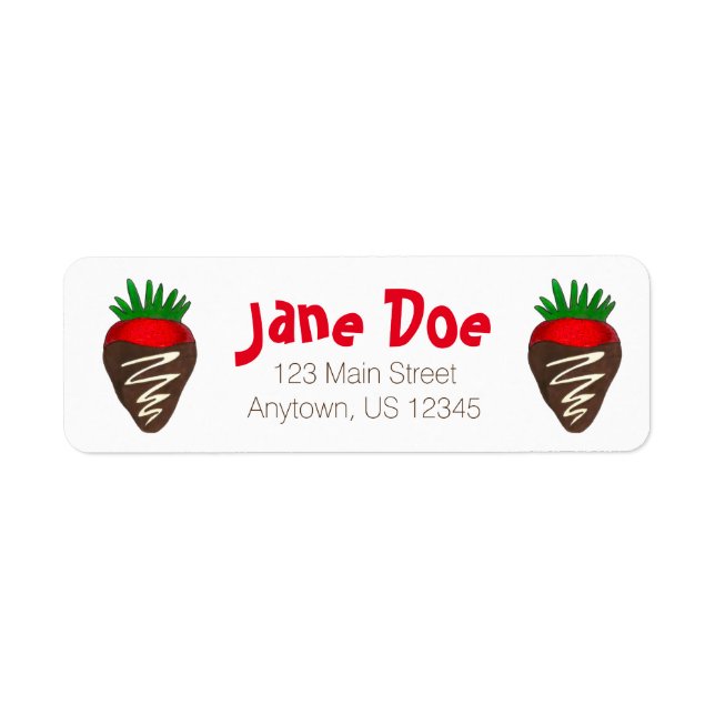 Chocolate Strawberry Valentine's Day Candy Return Address Label (Front)