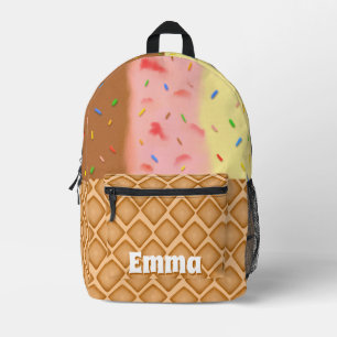 Chocolate, Strawberry Vanilla Ice Cream Name Printed Backpack