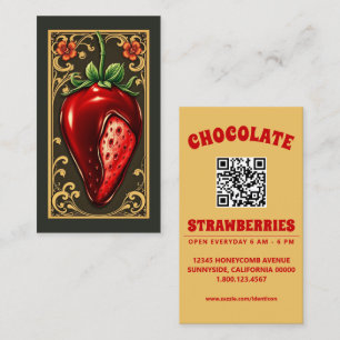 chocolate strawberry with qr code business card
