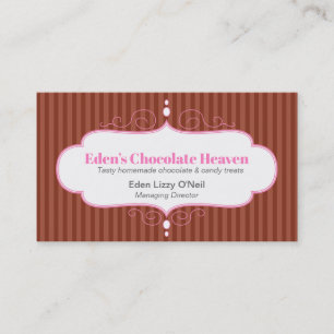 Chocolate stripe decorative white pink panel bake business card