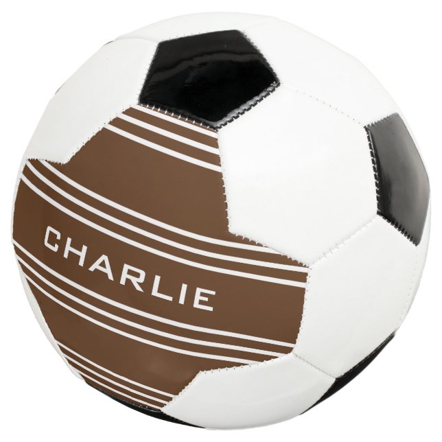 Chocolate Stripes custom monogram soccer ball (Three Quarter)