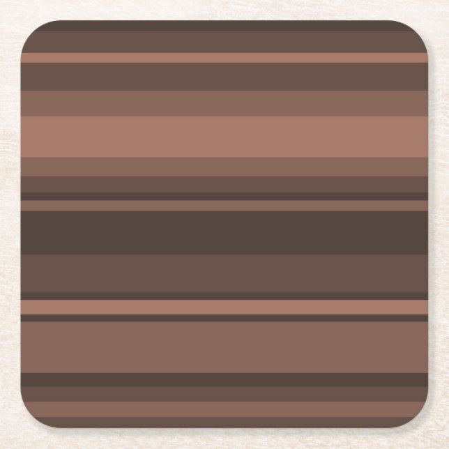 Chocolate stripes square paper coaster (Front)