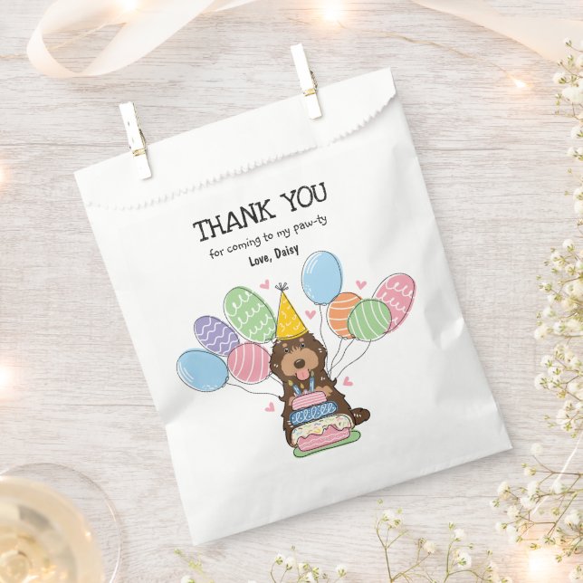 Chocolate Tan Cockapoo Cavapoo Birthday Party  Favour Bag (Clipped)