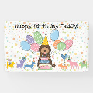 Chocolate Tan Cockapoo Cavapoo Dog Birthday Party Banner