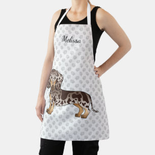 Chocolate & Tan Dapple Short Hair Dachshund & Name Apron