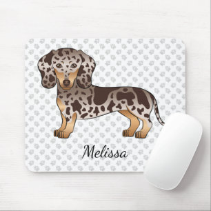 Chocolate & Tan Dapple Short Hair Dachshund & Name Mouse Pad