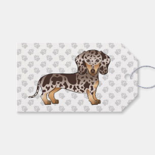 Chocolate & Tan Dapple Short Hair Dachshund & Paws Gift Tags