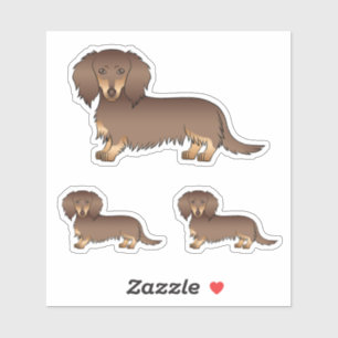 Chocolate & Tan Long Hair Dachshund Cartoon Dogs