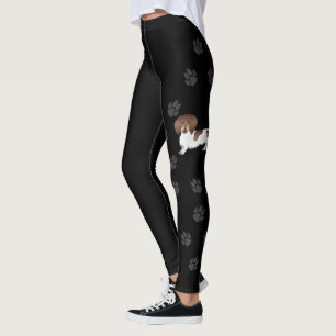 Chocolate & Tan Piebald Long Hair Dachshund & Paws Leggings