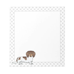 Chocolate & Tan Piebald Long Hair Dachshund & Paws Notepad