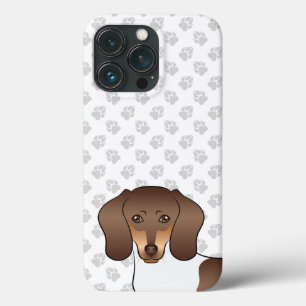 Chocolate & Tan Pied Short Hair Dachshund & Paws iPhone 13 Pro Case