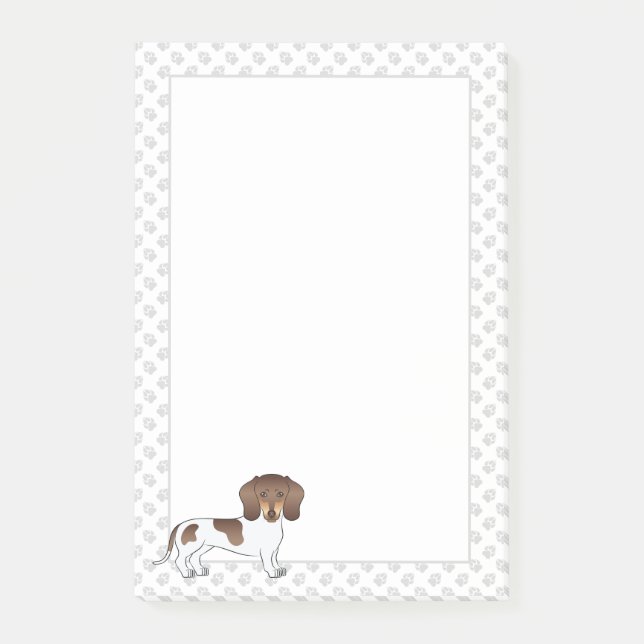 Chocolate & Tan Pied Short Hair Dachshund & Paws Post-it Notes (Front)