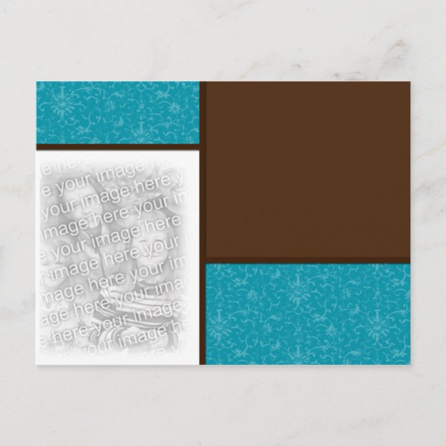 Chocolate/Teal 2 Photo template Postcard (Front)