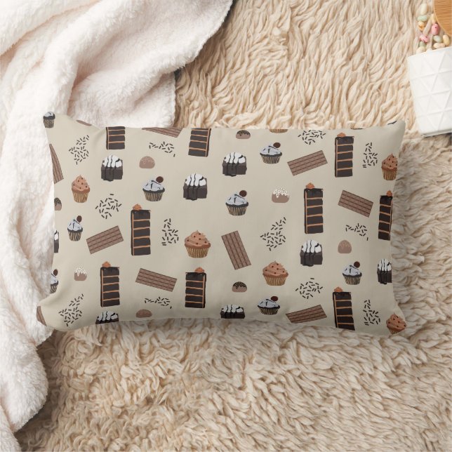 Chocolate Theme Pattern Lumbar Cushion (Blanket)