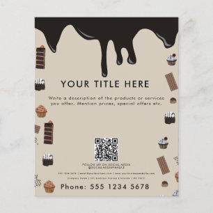 Chocolate Theme Pattern QR Code Business Flyer