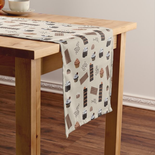Chocolate Theme Pattern Short Table Runner (In Situ)