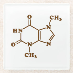 Chocolate Theobromine Molecular Chemical Formula Glass Coaster