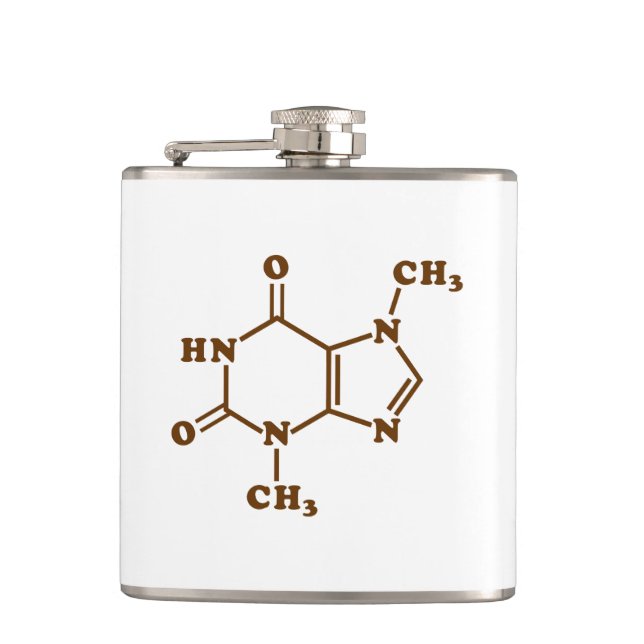 Chocolate Theobromine Molecular Chemical Formula Hip Flask (Front)