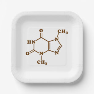 Chocolate Theobromine Molecular Chemical Formula Paper Plate