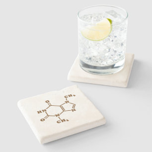 Chocolate Theobromine Molecular Chemical Formula Stone Coaster