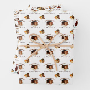 Chocolate Time Pattern Wrapping Paper Sheet
