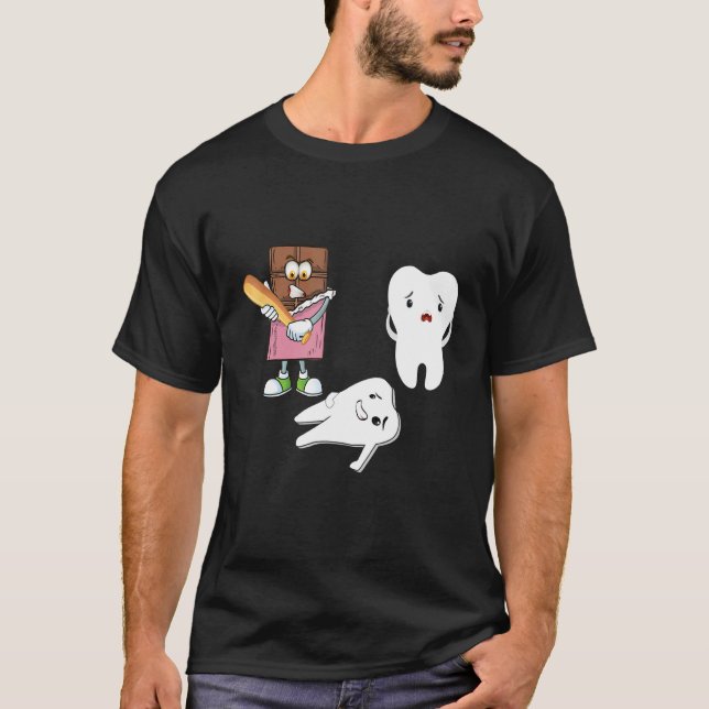 Chocolate   Tooth Dental Hygienist T-Shirt (Front)