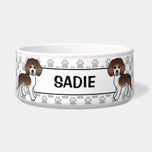Chocolate Tricolor Beagle Cute Cartoon Dog & Name