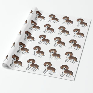 Chocolate Tricolor Beagle Dogs Wrapping Paper